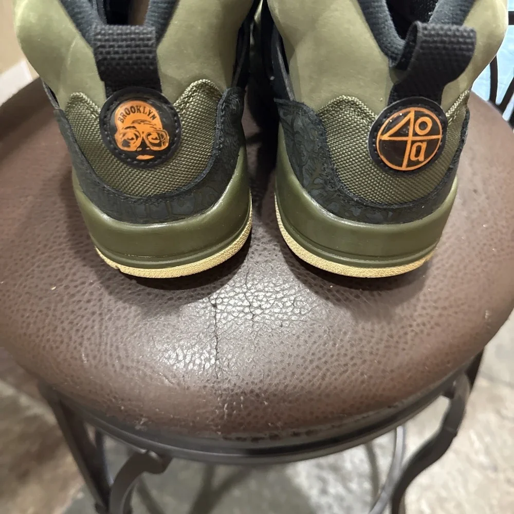 Preowned Jordan Spizike Men's Sneakers Size 9‎ Olive Canvas/Cone Black